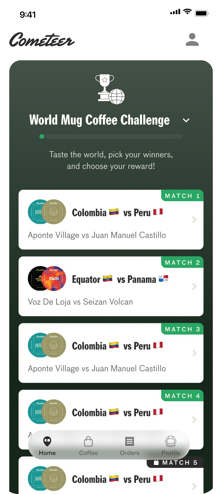Match list — World Mug Coffee Challenge
